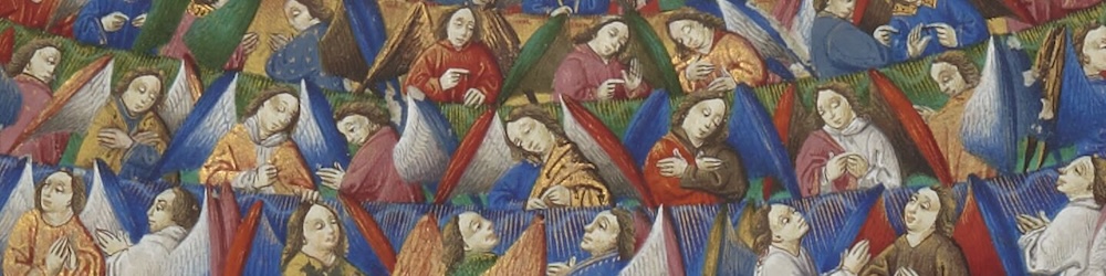 Illustration of the hierarchy of angels from an illuminated manuscript